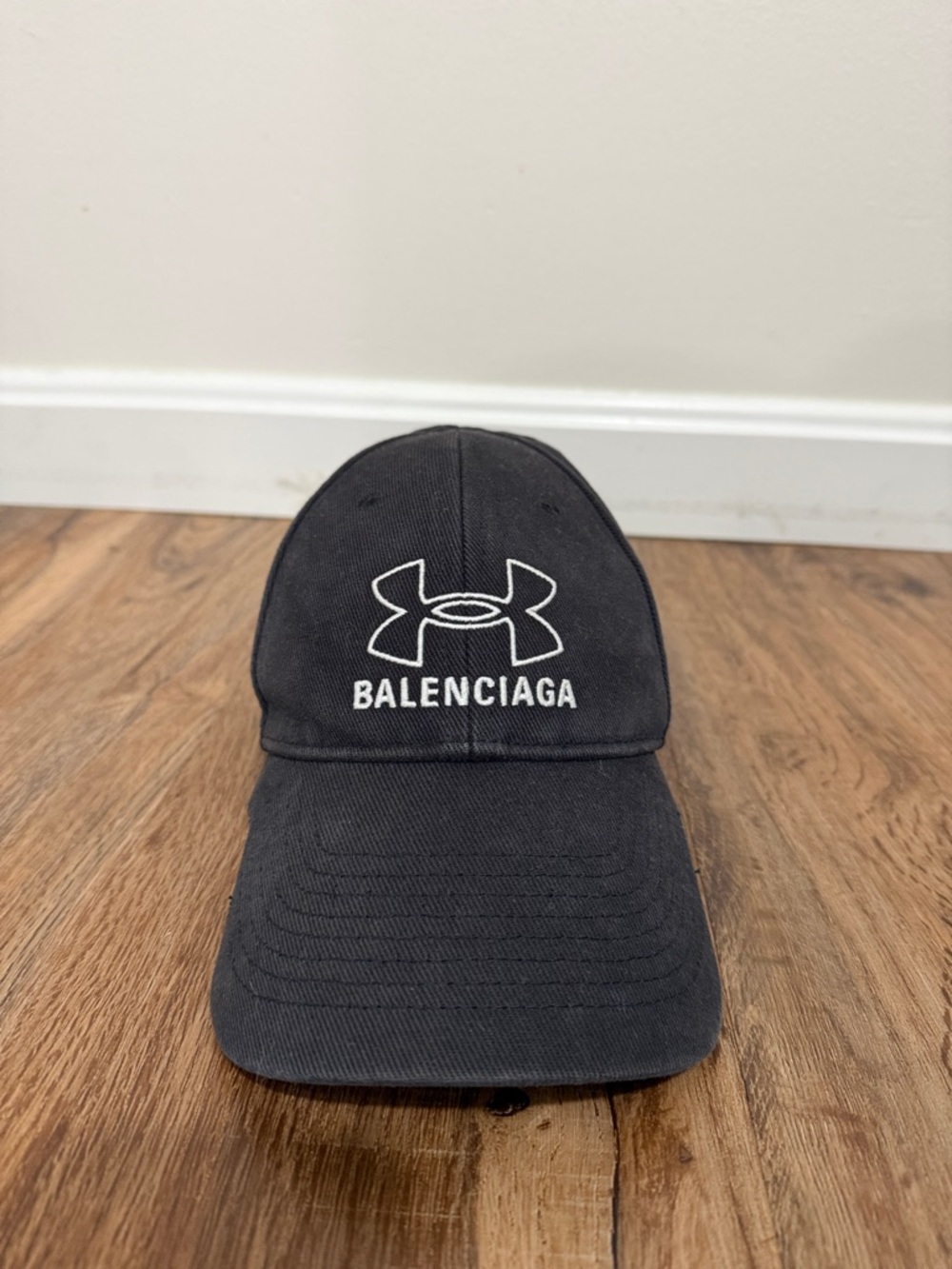 Balenciaga x Under Armour Faded Black Embroidered Logo Baseball Cap - Cotton M